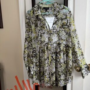 Chic Long Sleeve Blouse with Abstract Print